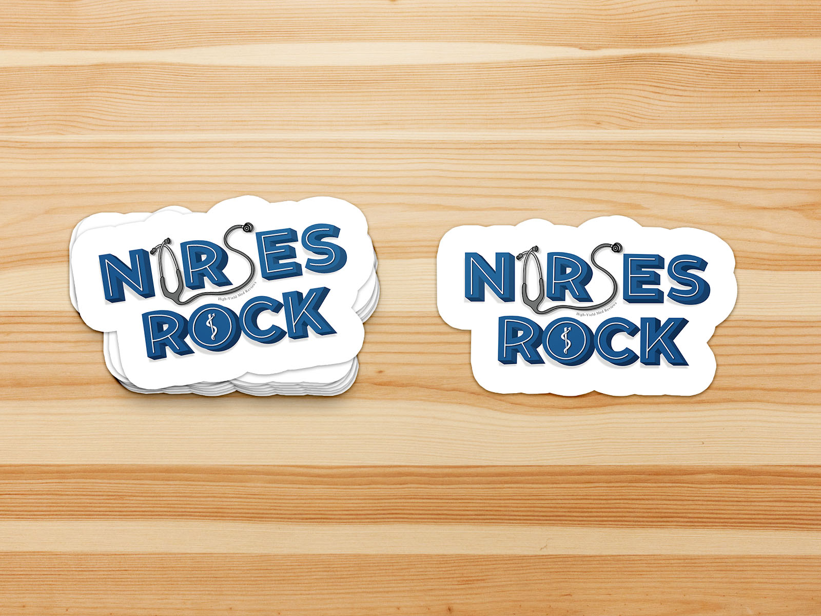 Nurses Rock Stethoscope Text on Wood